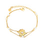 Bulk PVD Gold Double Layer Sunflower Pearl Inlay Bracelet