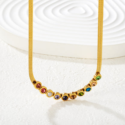 304L Stainless Steel Jewelry Factory: Rainbow Zircon Necklace