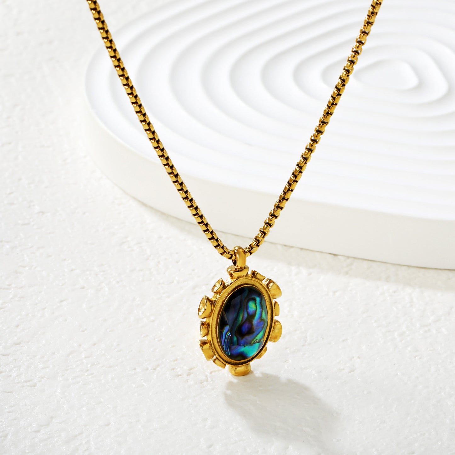 304L Stainless Steel Box Chain Abalone Necklace Factory