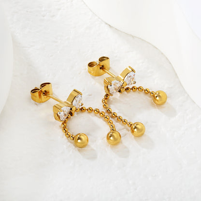 Waterproof 304L Stainless Steel Heart Earrings | Sweet Tassel Studs