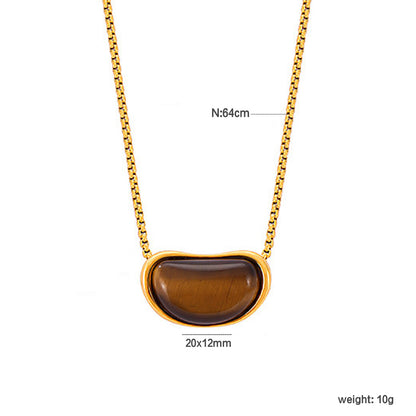 Wholesale Waterproof PVD Gold Tiger Eye Bean Long Necklace