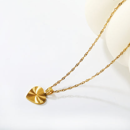 304L Stainless Steel Sunburst Heart Necklace Bulk Jewelry