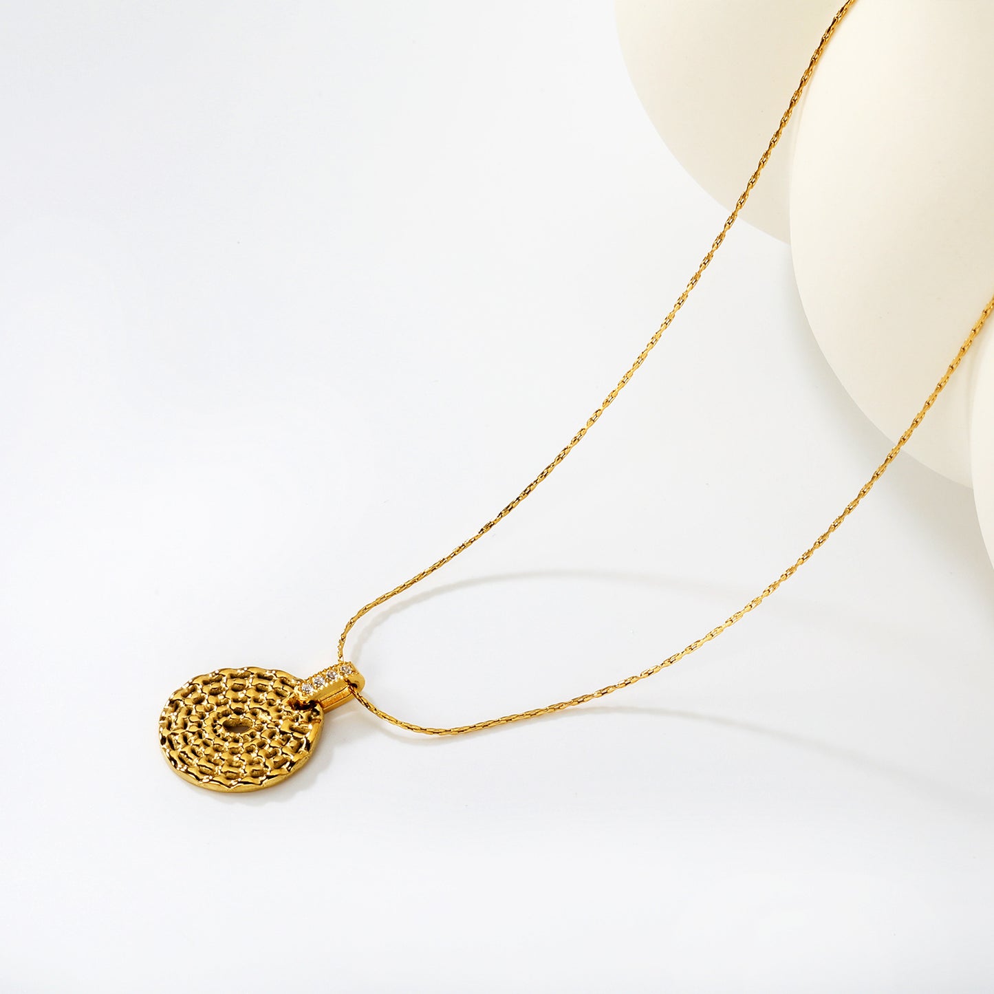 Wholesale 304L Stainless Steel Necklace Woven Oval Zircon Jewelry