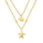 Wholesale Waterproof PVD Gold Pre-Layered Starfish & Disk Necklace