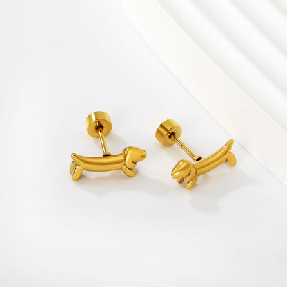 Waterproof Stainless Steel Dog Earrings | Cute Dachshund Studs