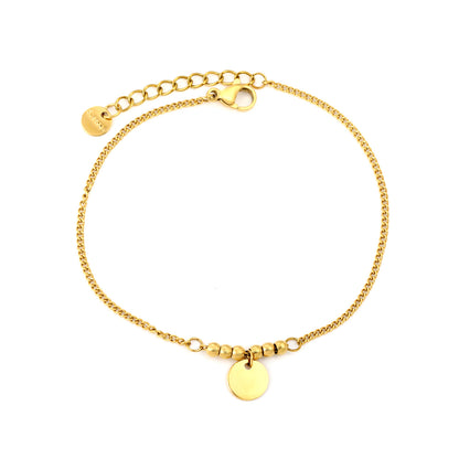 Bulk PVD Gold Minimalist Round Tag Dainty Stacking Bracelet