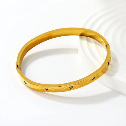 Colorful 304L Stainless Steel Bangle | Waterproof Zircon Jewelry