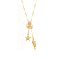 Wholesale Waterproof PVD Gold Sculpted Ocean Octopus & Starfish Y-Necklace