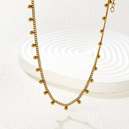 Minimalist Retro Gold Bead Cuban Chain Stainless Steel Tarnish-Free