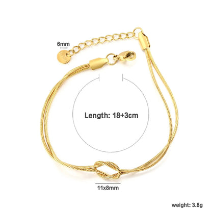 304L Stainless Steel Knot Bracelet | Gold Double Snake Chain