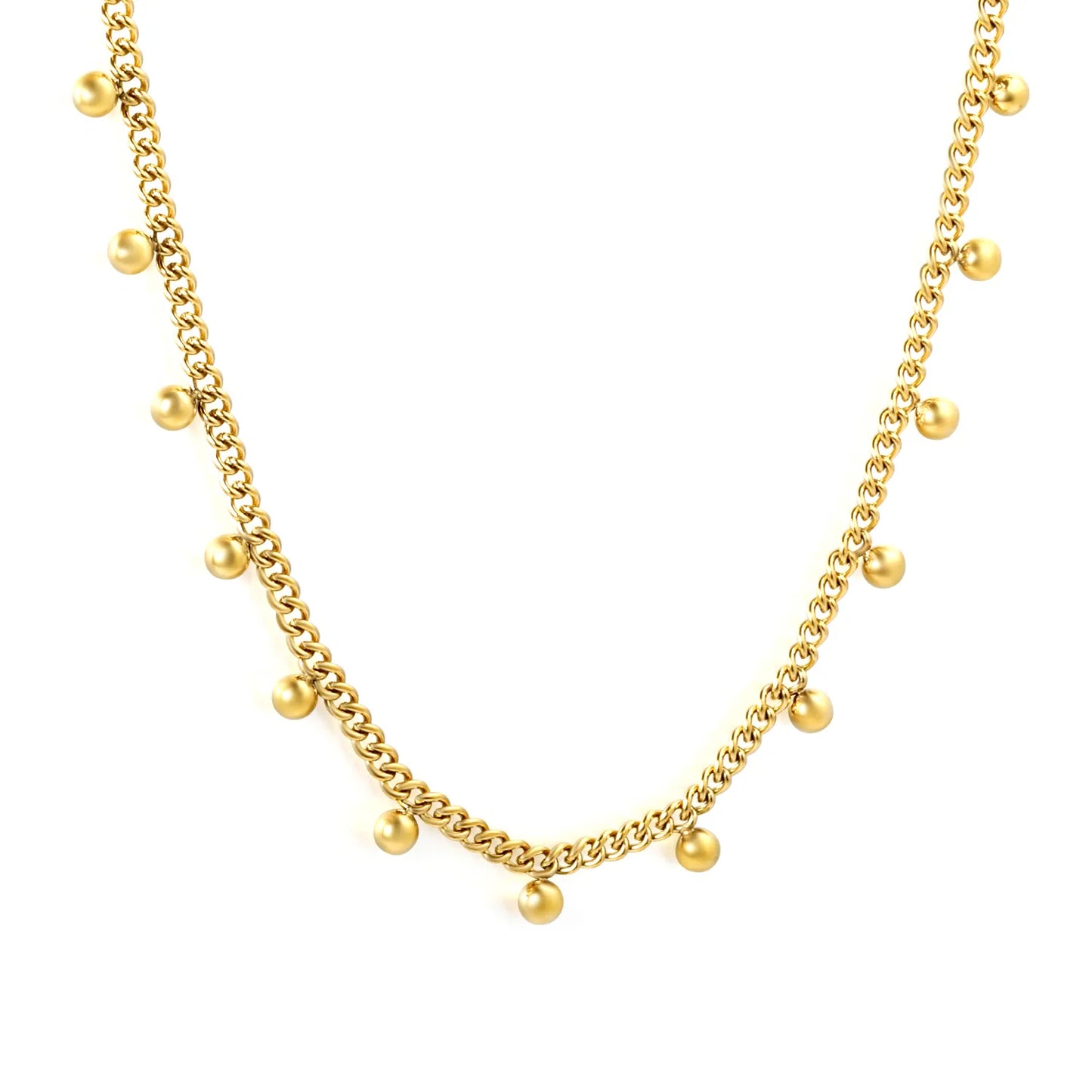 Minimalist Retro Gold Bead Cuban Chain Stainless Steel Tarnish-Free