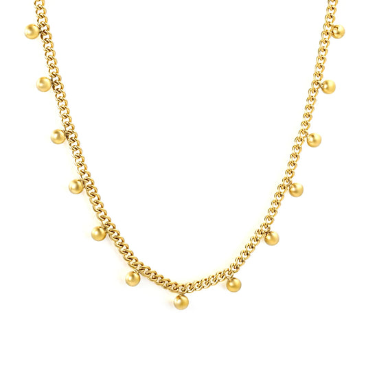 Minimalist Retro Gold Bead Cuban Chain Stainless Steel Tarnish-Free
