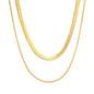 Wholesale Waterproof PVD Gold Sculpted Double Layer Snake Chain Set