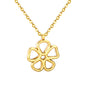 Bulk 304L Stainless Steel Gold Hammered Flower Pendant Necklace