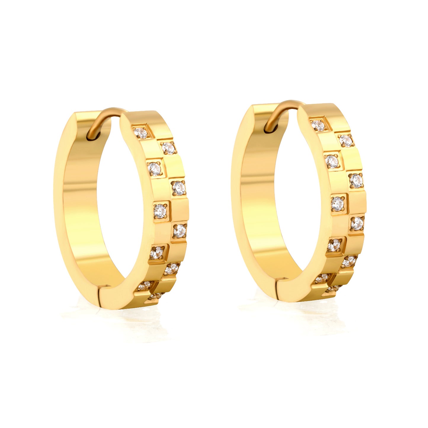 Wholesale Waterproof PVD Gold Pave CZ Eternity Circle Hoop Earrings