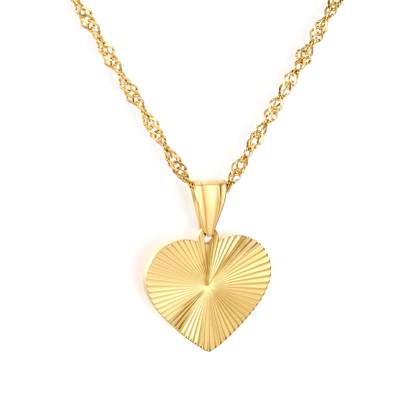 304L Stainless Steel Sunburst Heart Necklace Bulk Jewelry