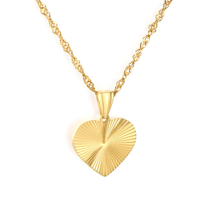 304L Stainless Steel Sunburst Heart Necklace Bulk Jewelry