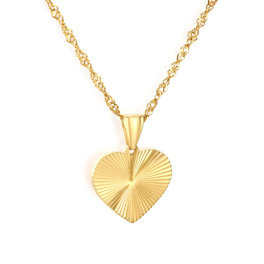 304L Stainless Steel Sunburst Heart Necklace Bulk Jewelry