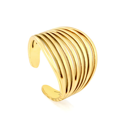 Minimalist 304L Stainless Steel Line Ring | Unisex Wide Stacking Band