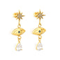 Bulk PVD Gold Sculpted Evil Eye, Starburst & Droplet Earrings
