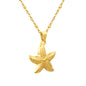 Bulk PVD Gold Sculpted Starfish Texture Bead Chain Necklace