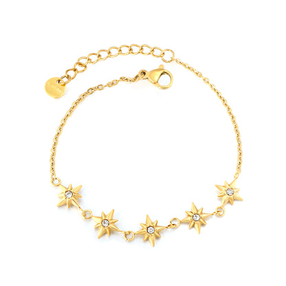 Wholesale Waterproof PVD Gold Relief-Textured 8-Point Star Bracelet