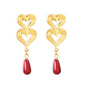 Bulk Stainless Steel Pearl Earrings | Red Drop Heart Studs