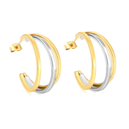 Bulk Waterproof PVD Gold & Rhodium Two-Tone Circle Earrings