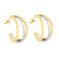 Bulk Waterproof PVD Gold & Rhodium Two-Tone Circle Earrings