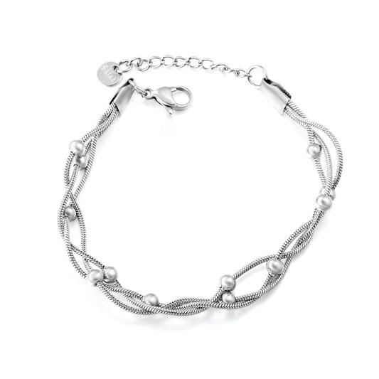304L Stainless Steel Braided Bracelet | Silver Snake Chain