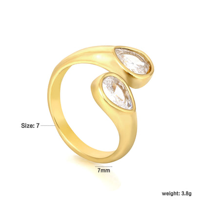 Minimalist Pear-Cut Zircon S-Ring Stainless Steel Waterproof