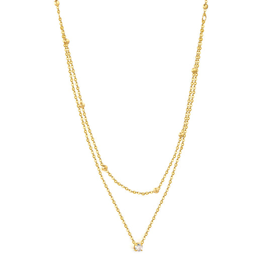 Minimalist Double-Layer Dainty Chain Necklace Stainless Steel Non-Tarnish