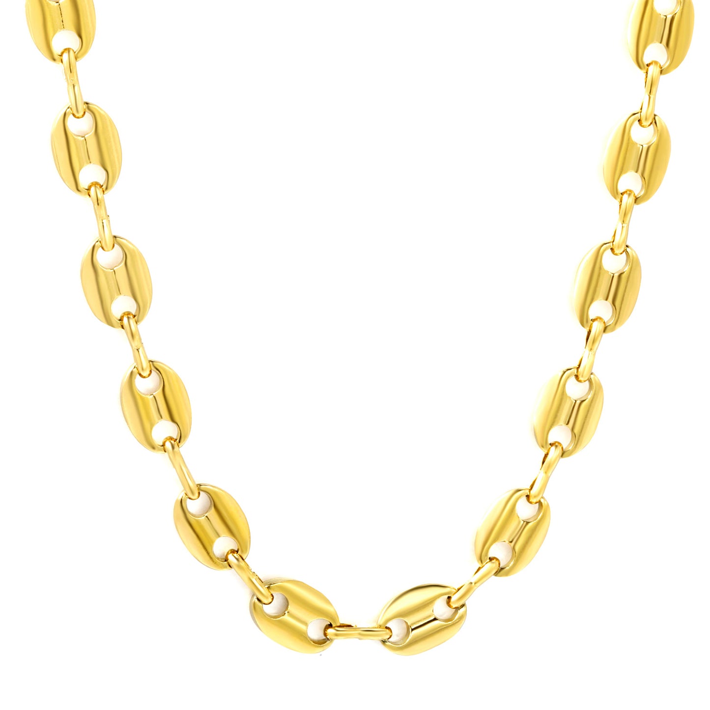 Wholesale Waterproof PVD Gold Bold Oval Link Chunky Chain Necklace