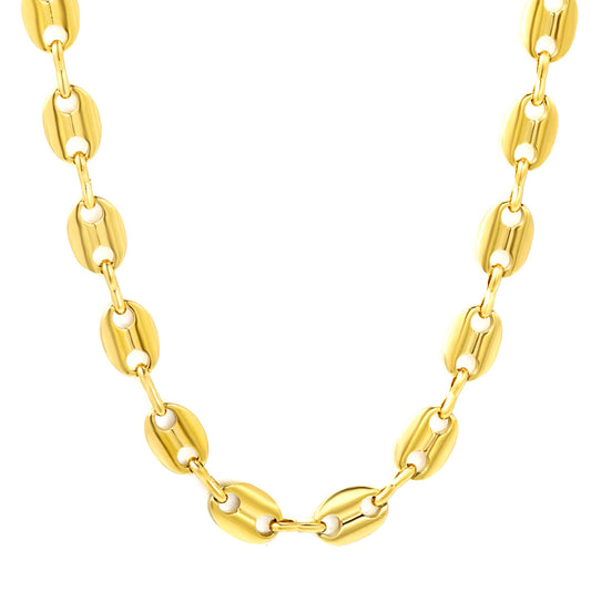 Wholesale Waterproof PVD Gold Bold Oval Link Chunky Chain Necklace