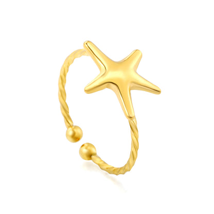 Summer 304L Stainless Steel Starfish Ring | Waterproof Beach Jewelry