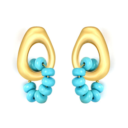 Wholesale Waterproof Antique PVD Gold Sculpted Teardrop Huggies