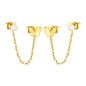 Sweet & Edgy Butterfly Double Piercing Chain Studs Stainless Steel Non-Tarnish