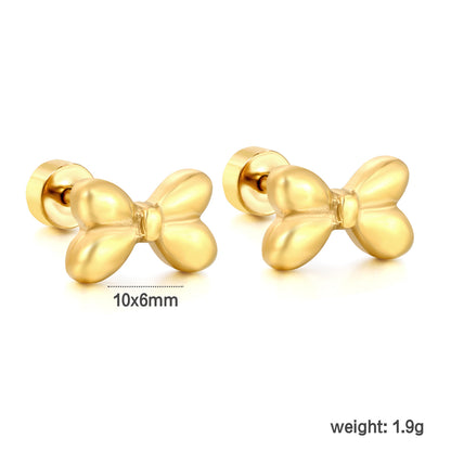Wholesale Stainless Steel Bow Earrings | PVD Gold Ribbon Bulk