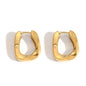 Minimalist Square Domed Huggie Earrings Stainless Steel Tarnish-Free