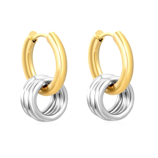 Wholesale Waterproof PVD Gold & Silver Double Circle Earrings