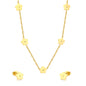 Wholesale Waterproof PVD Gold Sculpted Clover Necklace & Stud Set