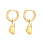 Bulk PVD Gold Sculpted Peace Sign Gesture Charm Hoop Earrings