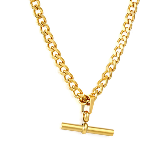 Bulk PVD Gold Industrial Sculpted OT-Clasp Cuban Necklace