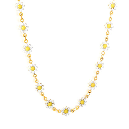 Sweet Daisy Flower Necklace Stainless Steel Non-Tarnish Hypoallergenic