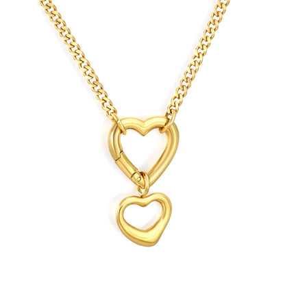 Cool Style 304L Stainless Steel Heart Cuban Necklace