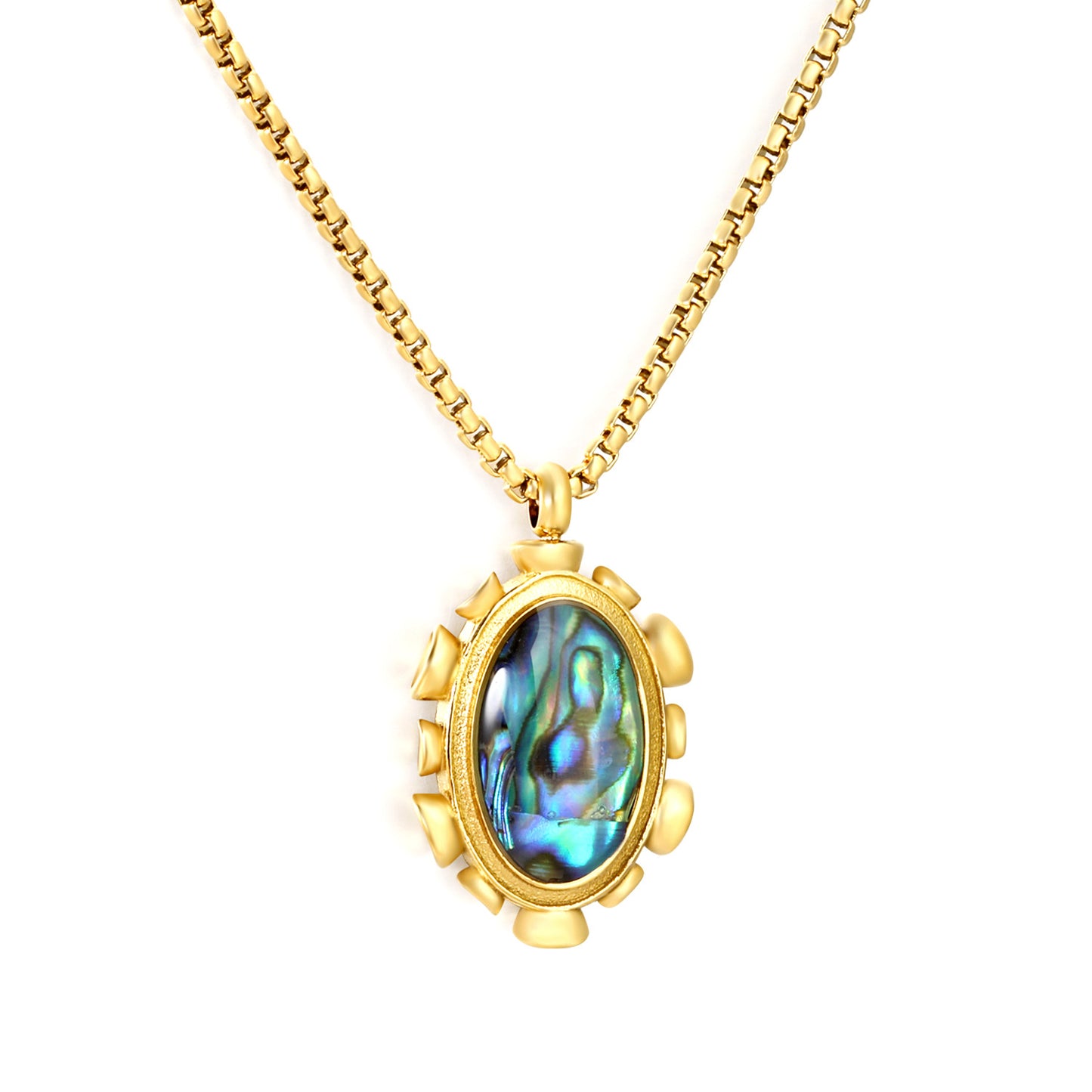 304L Stainless Steel Box Chain Abalone Necklace Factory