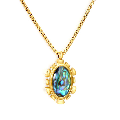 304L Stainless Steel Box Chain Abalone Necklace Factory