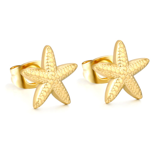 Bulk Waterproof PVD Gold Star Beach Stud Earrings