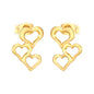 Tiny Triple Heart Stacked Studs Stainless Steel Waterproof