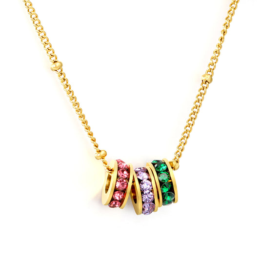 Waterproof 304L Stainless Steel Triple Zircon Necklace